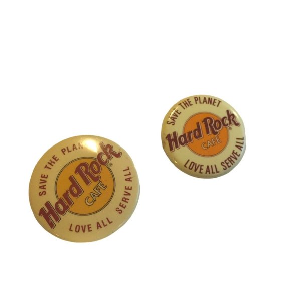 Hard Rock Cafe Save the Planet Love All Serve All Two Pins/Buttons - Picture 2 of 3
